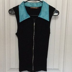 Belldini with turquoise satin collar